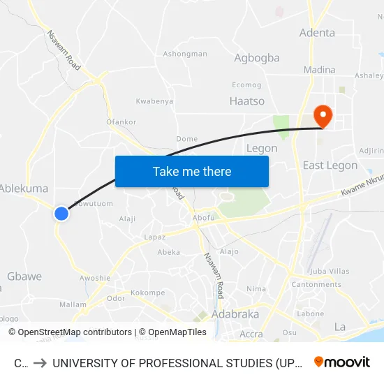 Cp to UNIVERSITY OF PROFESSIONAL STUDIES (UPSA) map