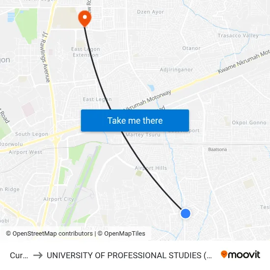 Curve to UNIVERSITY OF PROFESSIONAL STUDIES (UPSA) map
