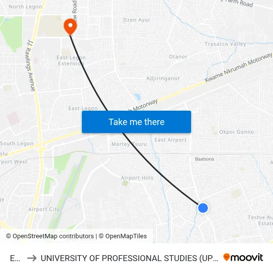 Ecg to UNIVERSITY OF PROFESSIONAL STUDIES (UPSA) map