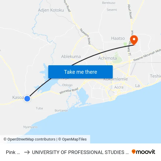 Pink Fm to UNIVERSITY OF PROFESSIONAL STUDIES (UPSA) map