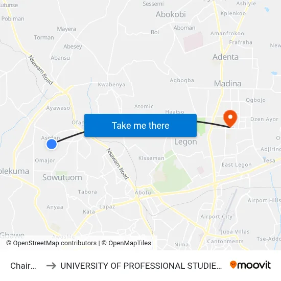 Chairman to UNIVERSITY OF PROFESSIONAL STUDIES (UPSA) map