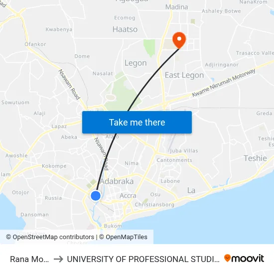 Rana Motors to UNIVERSITY OF PROFESSIONAL STUDIES (UPSA) map