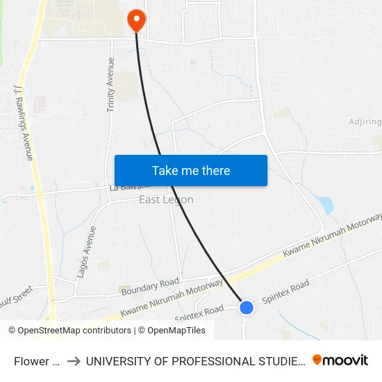 Flower Pot to UNIVERSITY OF PROFESSIONAL STUDIES (UPSA) map