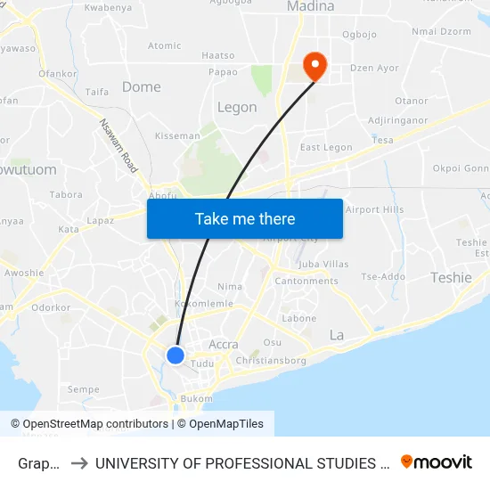 Graphic to UNIVERSITY OF PROFESSIONAL STUDIES (UPSA) map