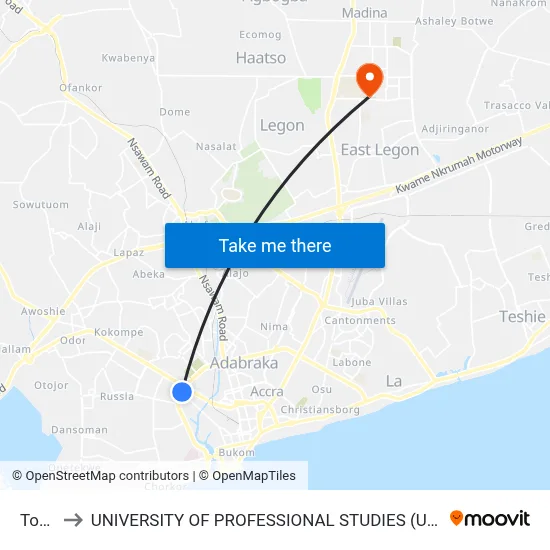 Total to UNIVERSITY OF PROFESSIONAL STUDIES (UPSA) map