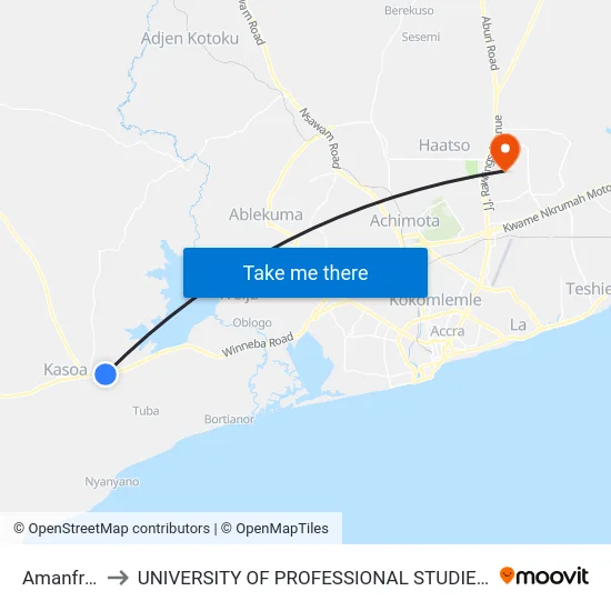 Amanfrom to UNIVERSITY OF PROFESSIONAL STUDIES (UPSA) map