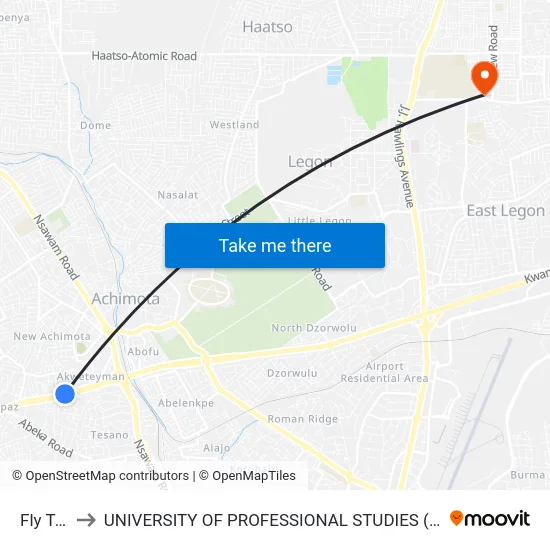 Fly Top to UNIVERSITY OF PROFESSIONAL STUDIES (UPSA) map
