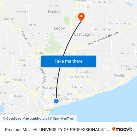 Precious Minerals to UNIVERSITY OF PROFESSIONAL STUDIES (UPSA) map