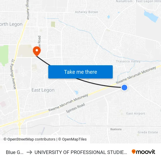 Blue Gate to UNIVERSITY OF PROFESSIONAL STUDIES (UPSA) map