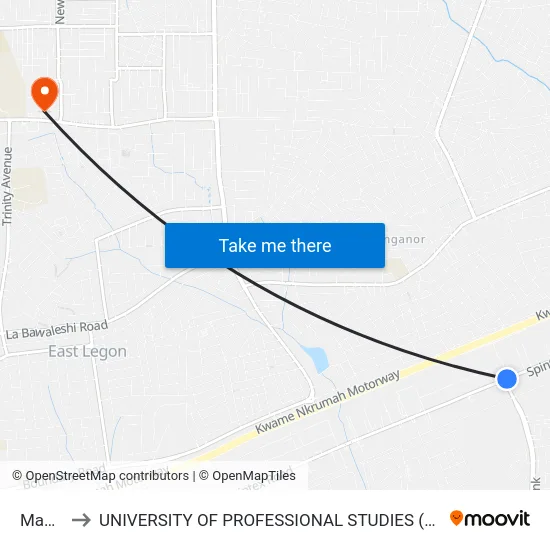 Manet to UNIVERSITY OF PROFESSIONAL STUDIES (UPSA) map