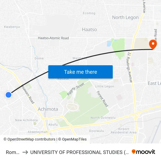 Roman to UNIVERSITY OF PROFESSIONAL STUDIES (UPSA) map