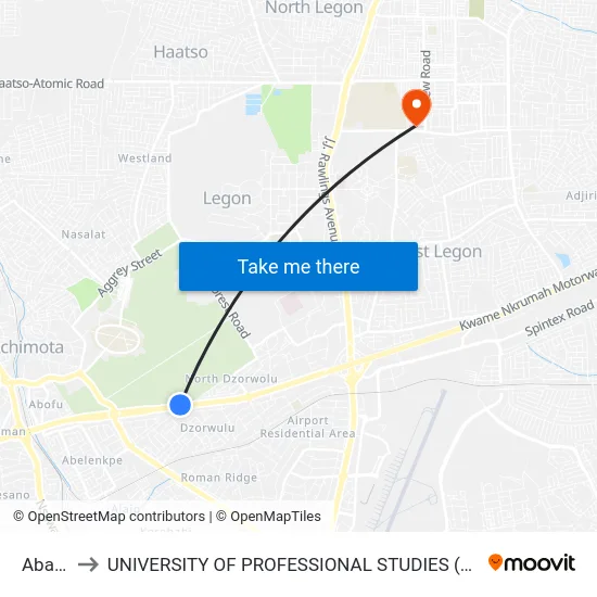 Abase to UNIVERSITY OF PROFESSIONAL STUDIES (UPSA) map