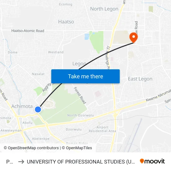 Pwd to UNIVERSITY OF PROFESSIONAL STUDIES (UPSA) map
