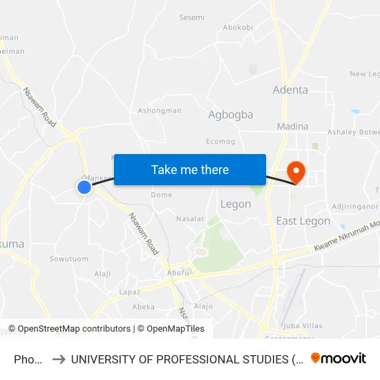 Phobia to UNIVERSITY OF PROFESSIONAL STUDIES (UPSA) map