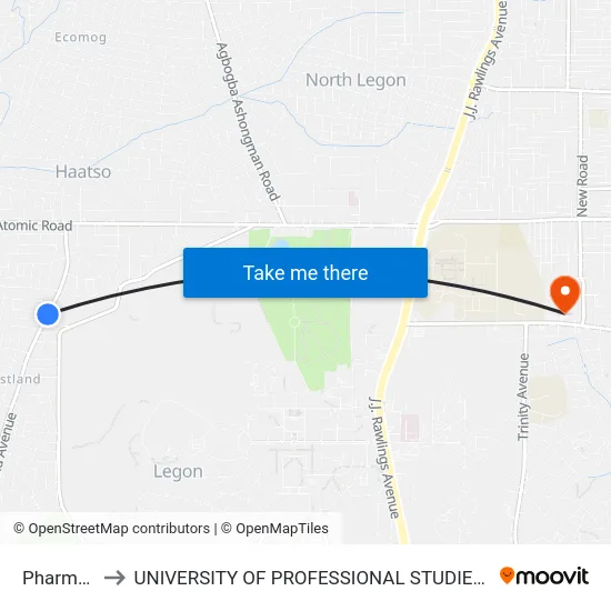 Pharmacy to UNIVERSITY OF PROFESSIONAL STUDIES (UPSA) map