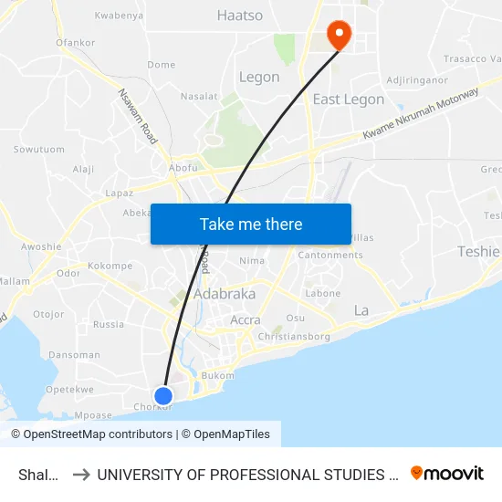 Shalom to UNIVERSITY OF PROFESSIONAL STUDIES (UPSA) map