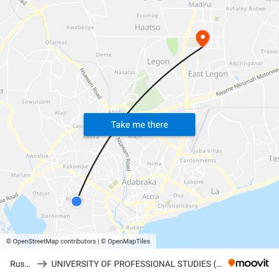 Russia to UNIVERSITY OF PROFESSIONAL STUDIES (UPSA) map