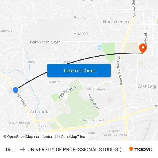 Dome to UNIVERSITY OF PROFESSIONAL STUDIES (UPSA) map