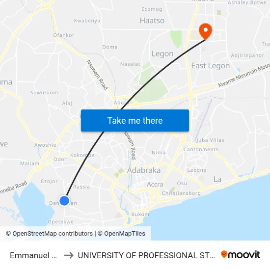 Emmanuel Presby to UNIVERSITY OF PROFESSIONAL STUDIES (UPSA) map