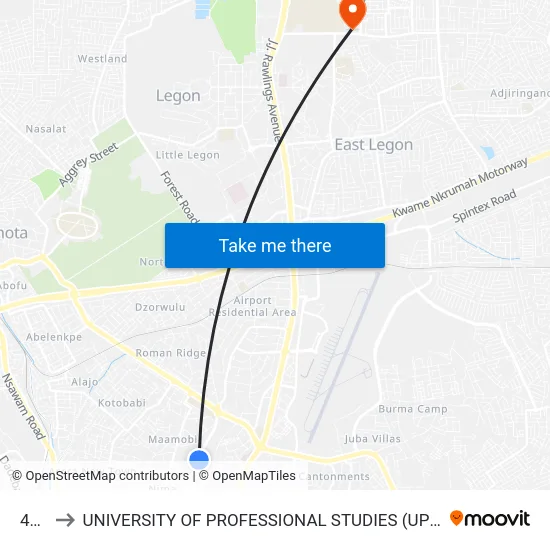 441 to UNIVERSITY OF PROFESSIONAL STUDIES (UPSA) map