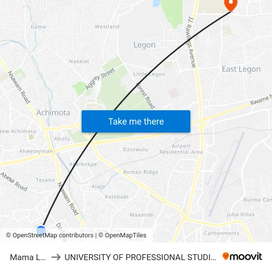 Mama Lizzy to UNIVERSITY OF PROFESSIONAL STUDIES (UPSA) map