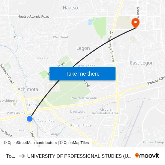 Total to UNIVERSITY OF PROFESSIONAL STUDIES (UPSA) map