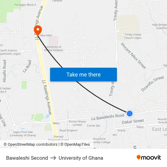 Bawaleshi Second to University of Ghana map