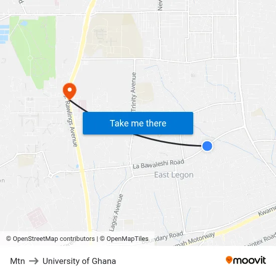 Mtn to University of Ghana map