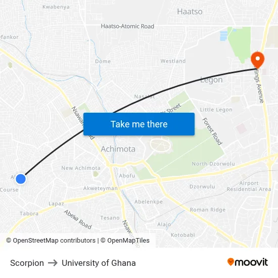 Scorpion to University of Ghana map