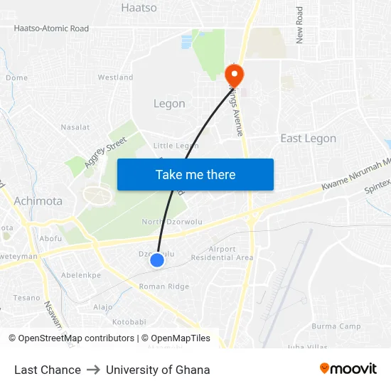 Last Chance to University of Ghana map