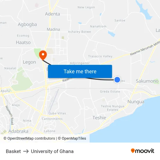 Basket to University of Ghana map