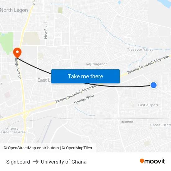 Signboard to University of Ghana map
