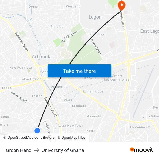 Green Hand to University of Ghana map