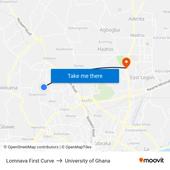 Lomnava First Curve to University of Ghana map