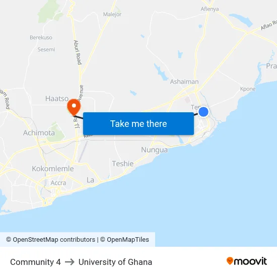 Community 4 to University of Ghana map