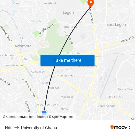 Ndc to University of Ghana map