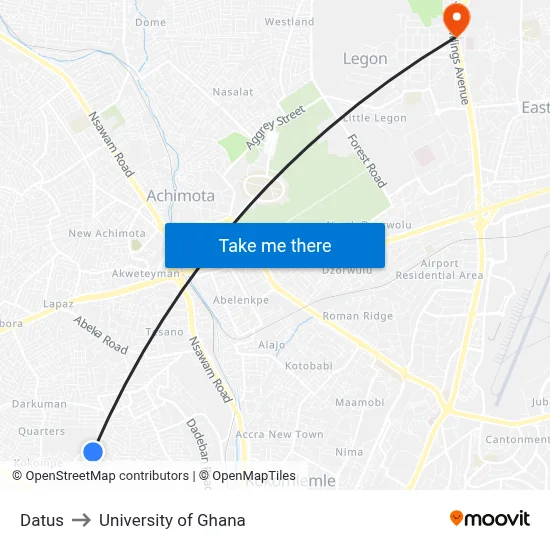 Datus to University of Ghana map