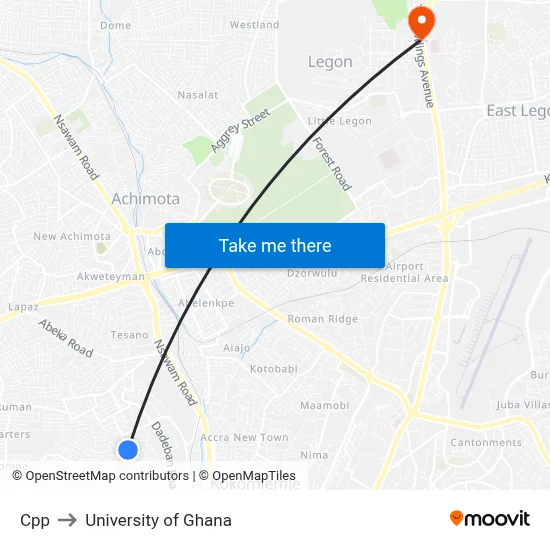Cpp to University of Ghana map