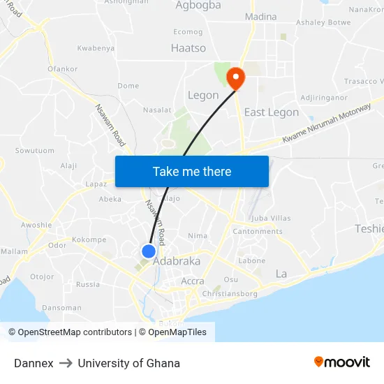 Dannex to University of Ghana map