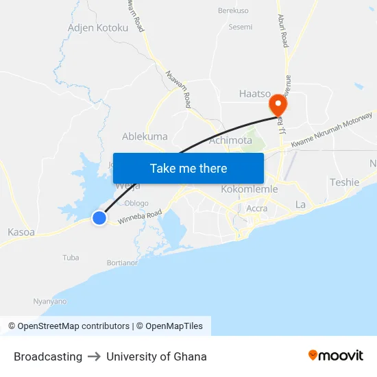 Broadcasting to University of Ghana map