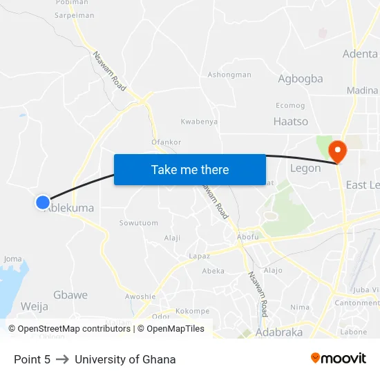 Point 5 to University of Ghana map