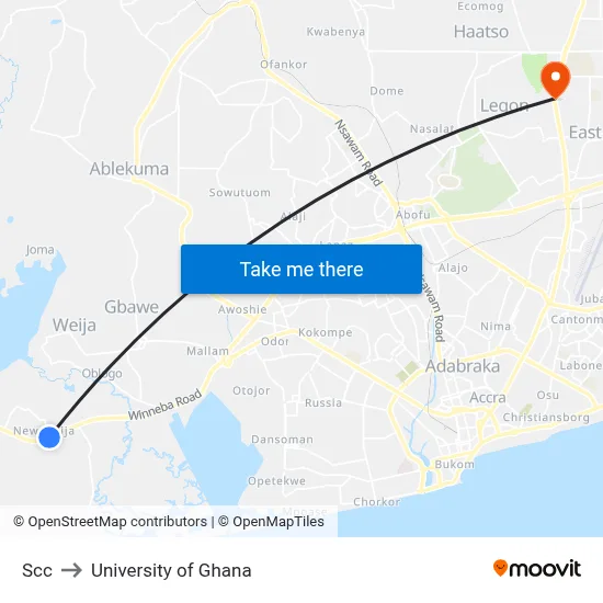 Scc to University of Ghana map