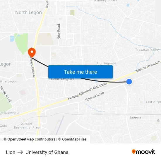 Lion to University of Ghana map