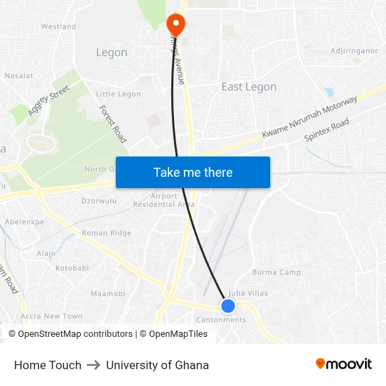 Home Touch to University of Ghana map