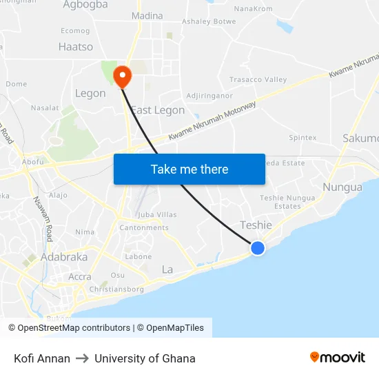 Kofi Annan to University of Ghana map