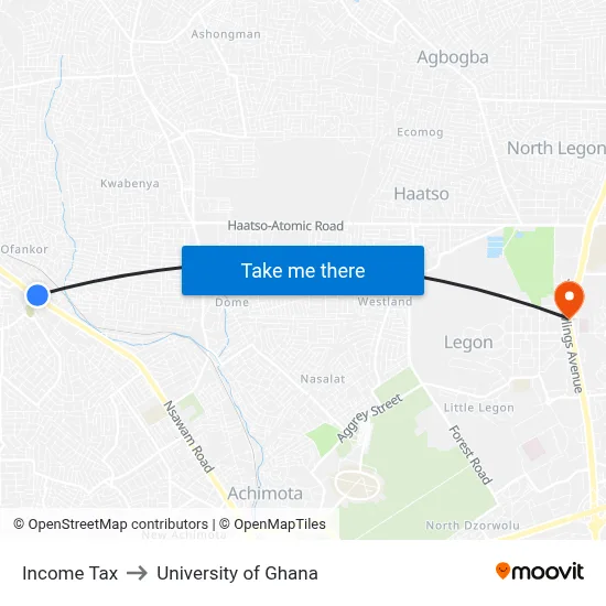Income Tax to University of Ghana map