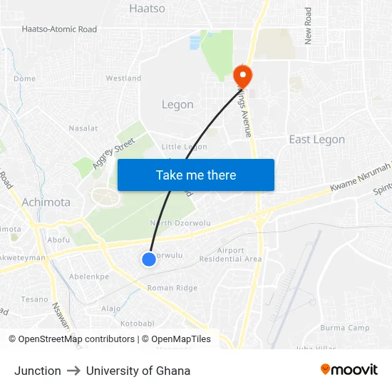 Junction to University of Ghana map