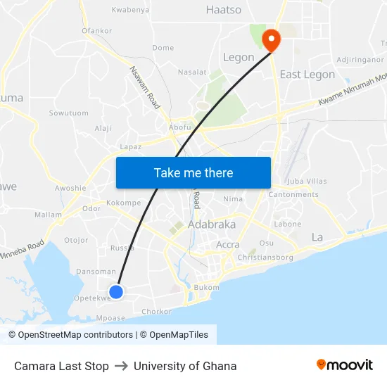 Camara Last Stop to University of Ghana map