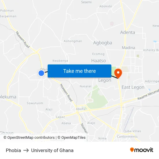 Phobia to University of Ghana map