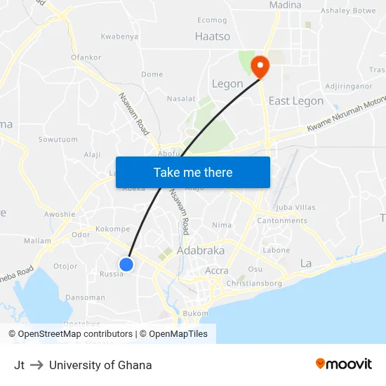 Jt to University of Ghana map